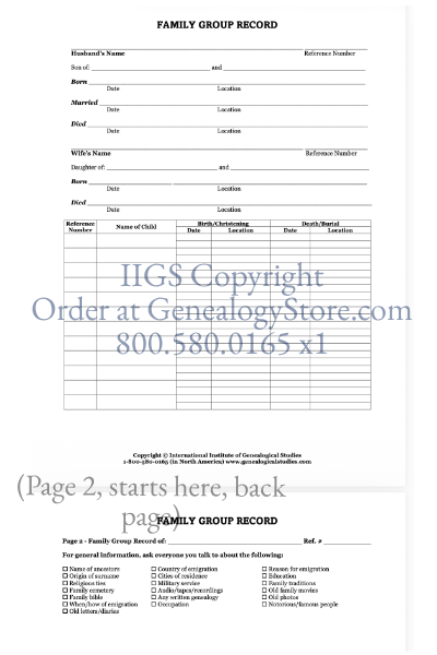 Family Group Record-2pages